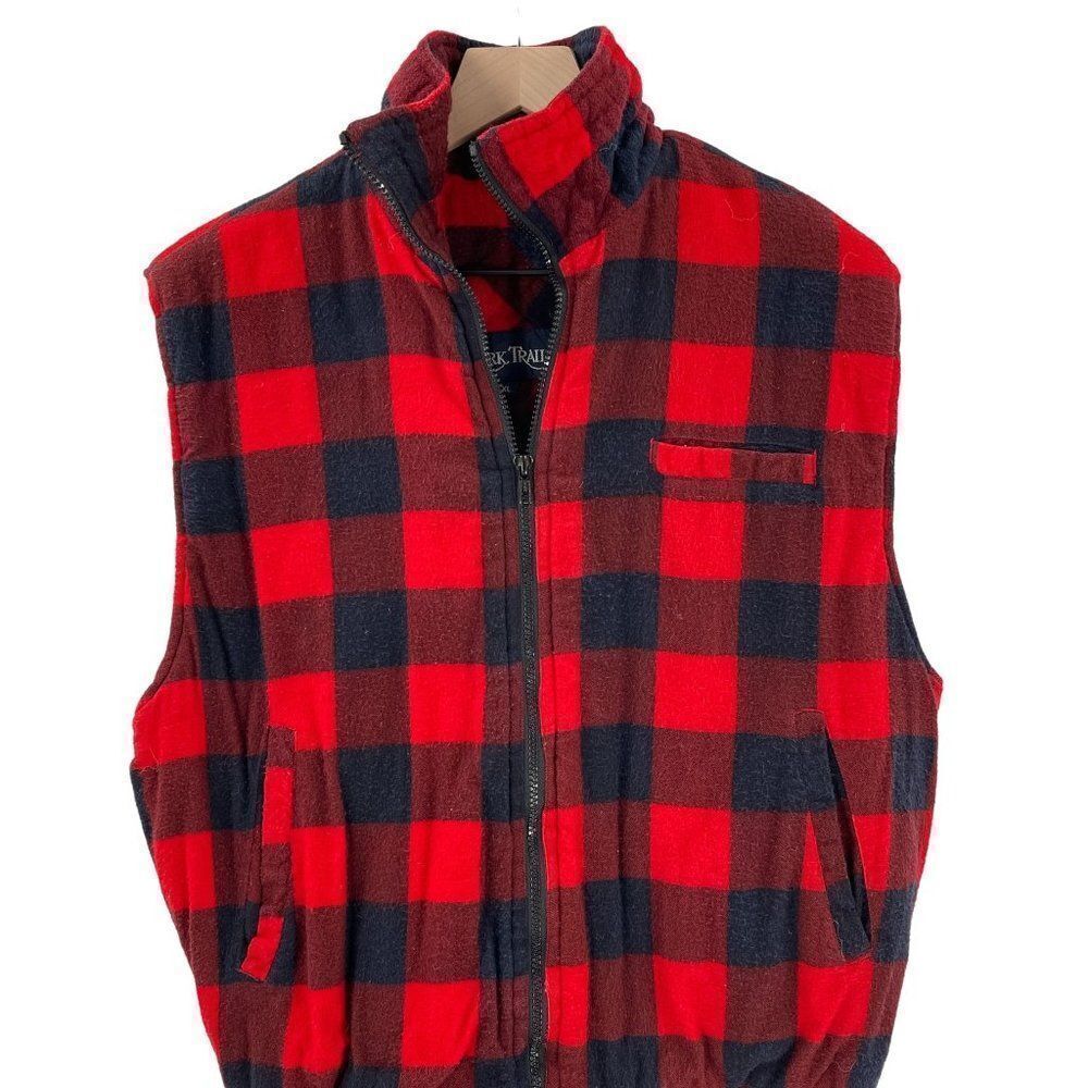 Vintage Ozark Trail Flannel Buffalo Check Plaid Zip Up Vest - Picture 3 of 6